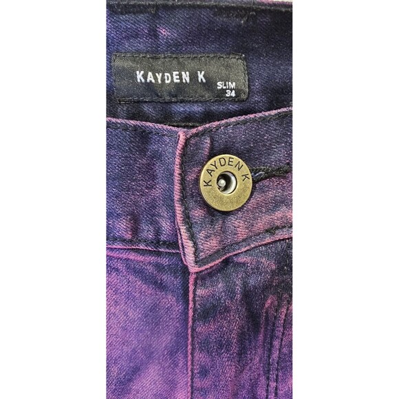 Kayden K Men's Skinny Jeans Comfort Stretch Slim 34 Distressed Tye-Dye Pants - Picture 5 of 11
